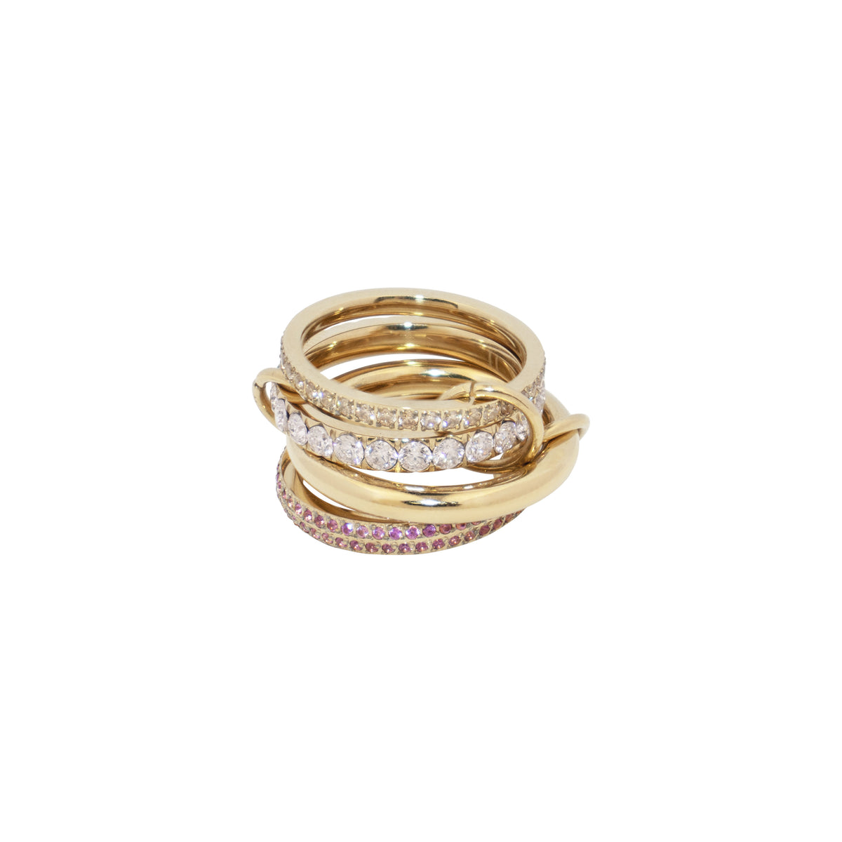 CRYSTAL STACK RING PINK & CHAMPAGNE MIX