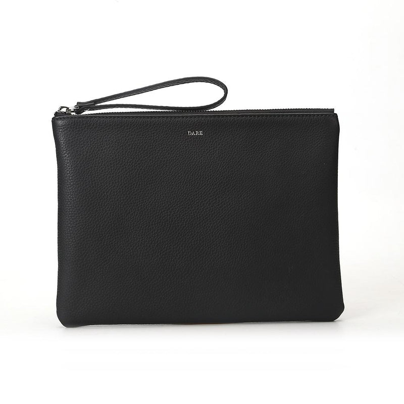 LEATHER MEDIUM POUCH BLACK W/SILVER