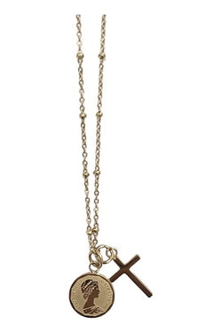 CROSS CHARM NECKLACE GOLD