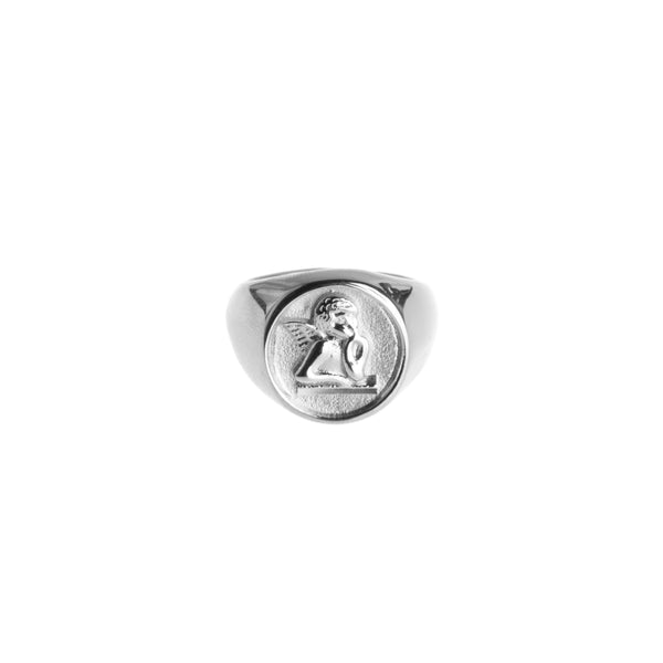 ANGEL COIN SIGNET RING SILVER