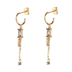 BAGUETTE CRYSTAL CREOLE W/CHAIN LIGHT BLUE