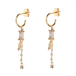 BAGUETTE CRYSTAL CREOLE W/CHAIN