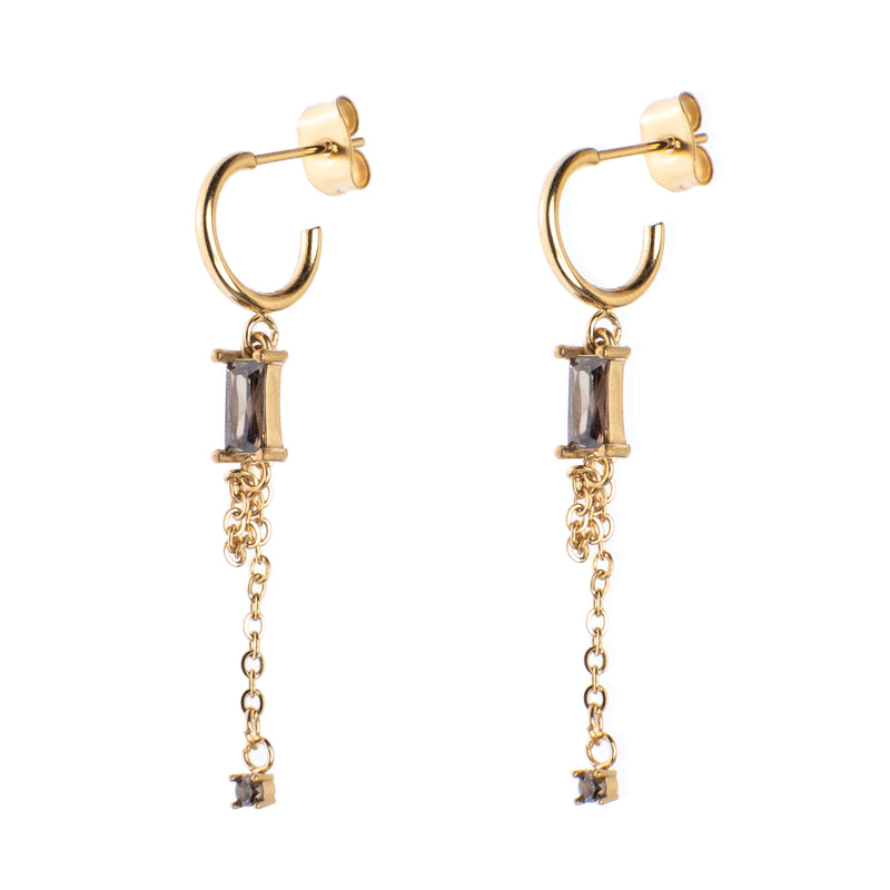BAGUETTE CRYSTAL CREOLE W/CHAIN