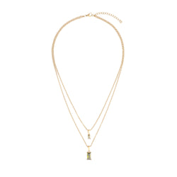 BAGUETTE CRYSTAL NECKLACE OLIVE