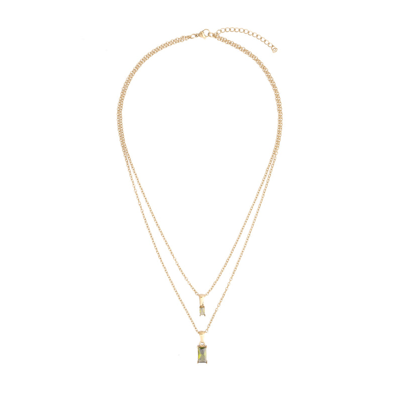 BAGUETTE CRYSTAL NECKLACE OLIVE