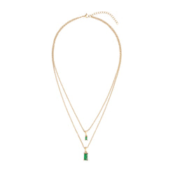BAGUETTE CRYSTAL NECKLACE GREEN