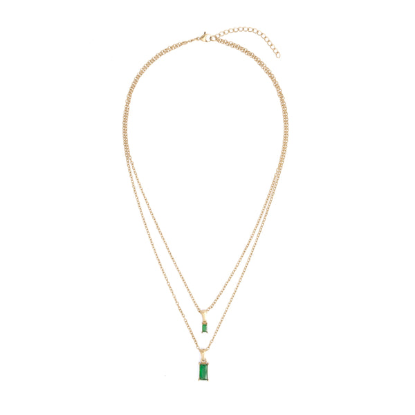BAGUETTE CRYSTAL NECKLACE GREEN
