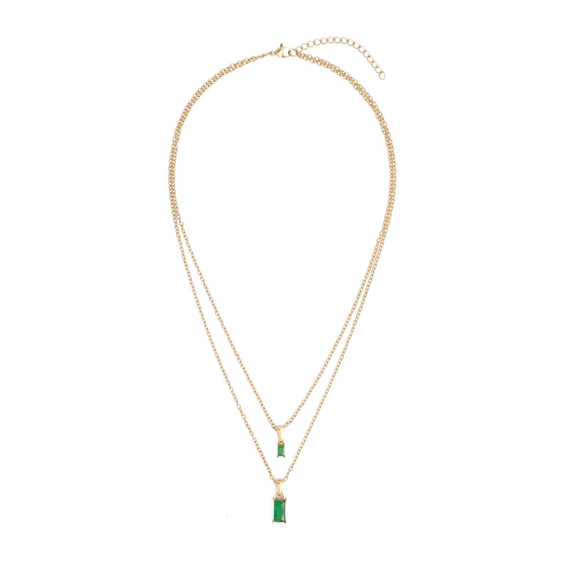 BAGUETTE CRYSTAL NECKLACE GREEN