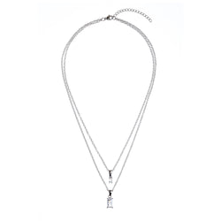 BAGUETTE CRYSTAL NECKLACE SILVER