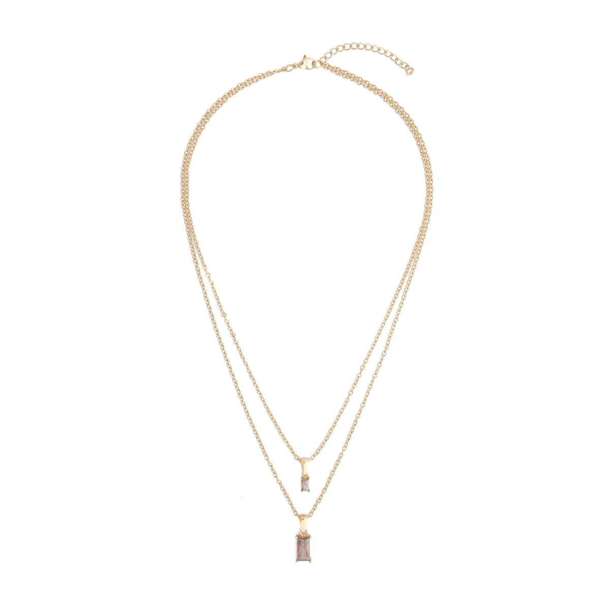 BAGUETTE CRYSTAL NECKLACE SOFT BROWN