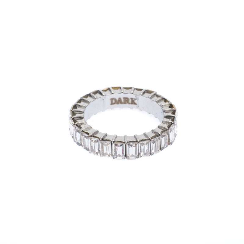 BAGUETTE CRYSTAL RING SILVER