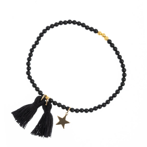 BEAD BRACELET 3 MM MATTE BLACK STONE