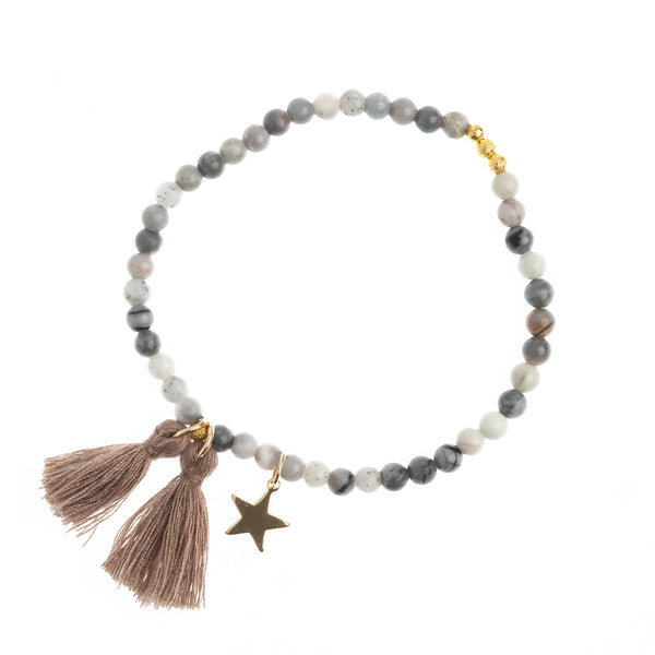 BEAD BRACELET 4 MM TAUPE STONE
