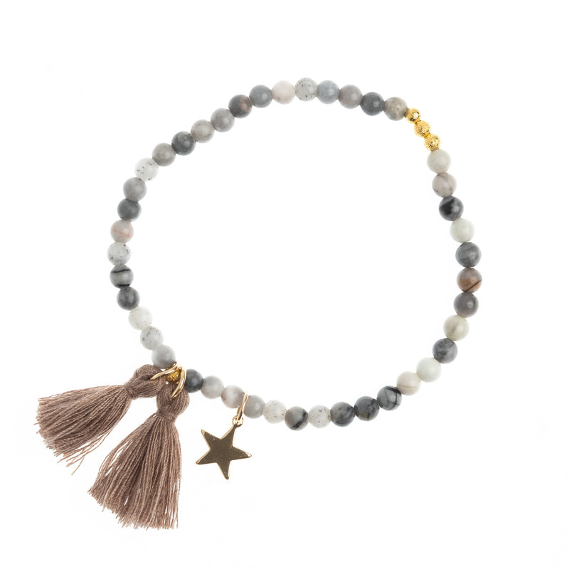 BEAD BRACELET 4 MM TAUPE STONE