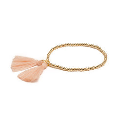 TASSEL BRACELET METAL BEADS GOLD ROSE