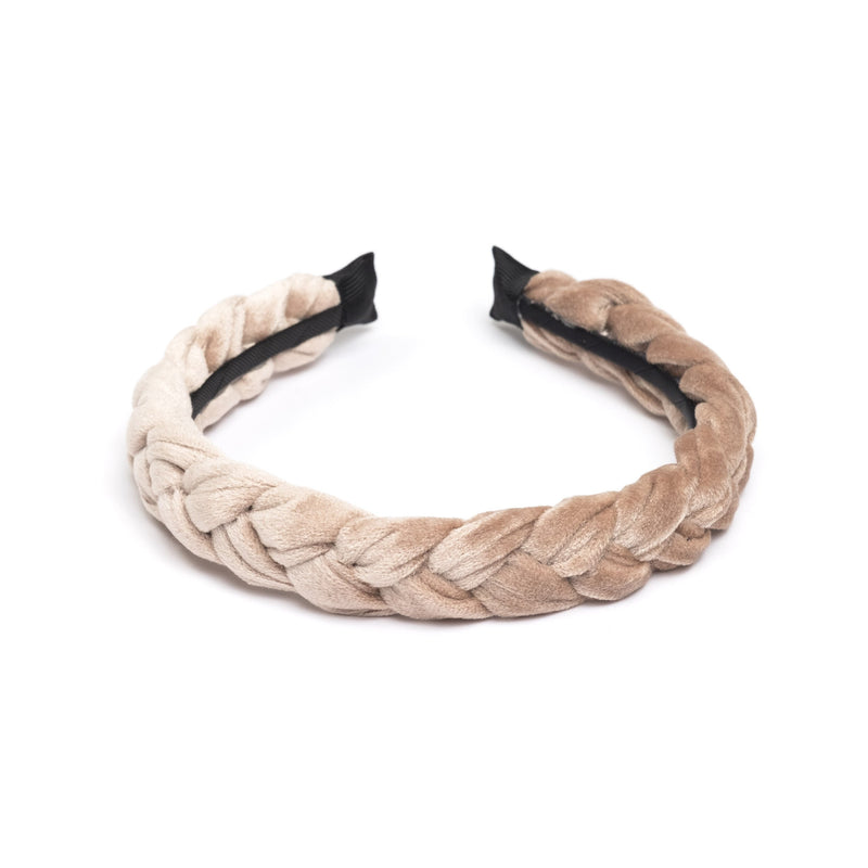 VELVET HAIR BAND BRAIDED SPARKLED SAND