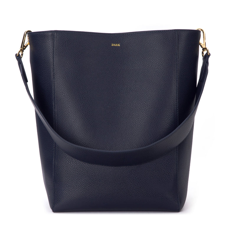 LEATHER BUCKET BAG NAVY BLUE