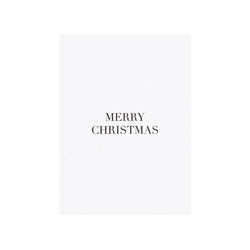 CARD "MERRY CHRISTMAS" WHITE W/BLACK BLOCK LETTERS