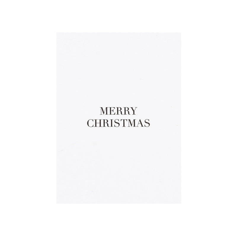 CARD "MERRY CHRISTMAS" WHITE W/BLACK BLOCK LETTERS