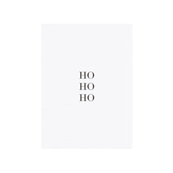 CARD "HO HO HO" WHITE W/BLACK BLOCK LETTERS