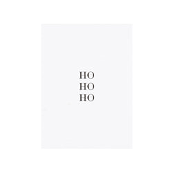 CARD "HO HO HO" WHITE W/BLACK BLOCK LETTERS