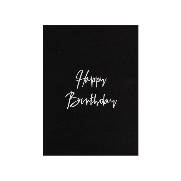 CARD "HAPPY BIRTHDAY" BLACK W/WHITE