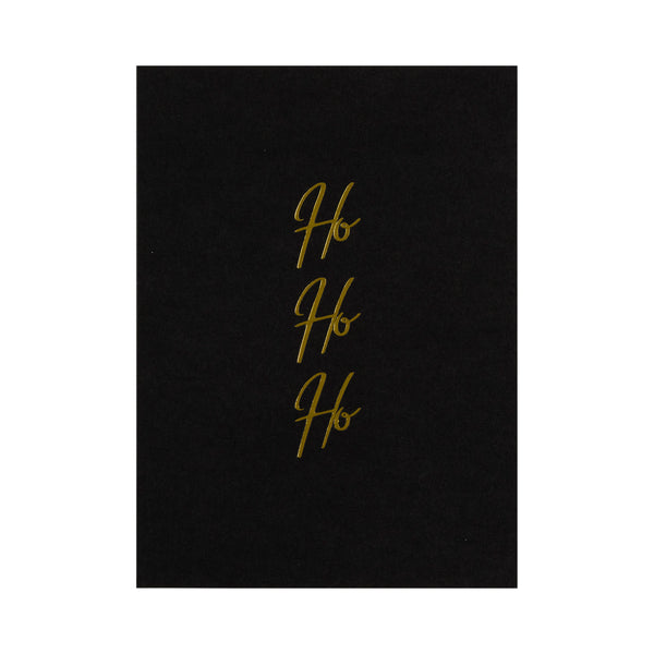 CARD "HO HO HO" BLACK W/GOLD