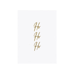 CARD "HO HO HO" WHITE W/GOLD