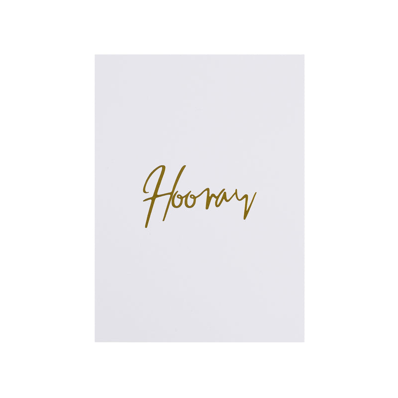 CARD "HOORAY" WHITE W/GOLD