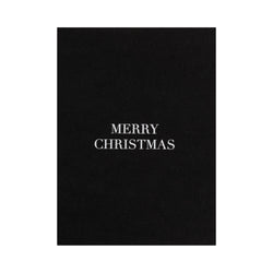 CARD "MERRY CHRISTMAS" BLACK W/WHITE BLOCK LETTERS