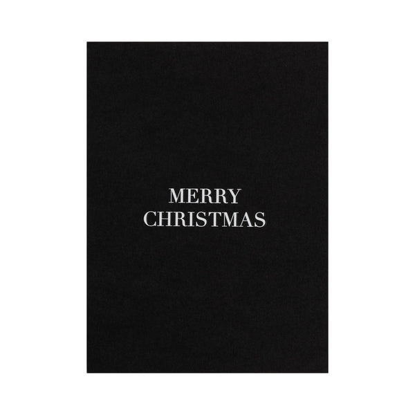 CARD "MERRY CHRISTMAS" BLACK W/WHITE BLOCK LETTERS