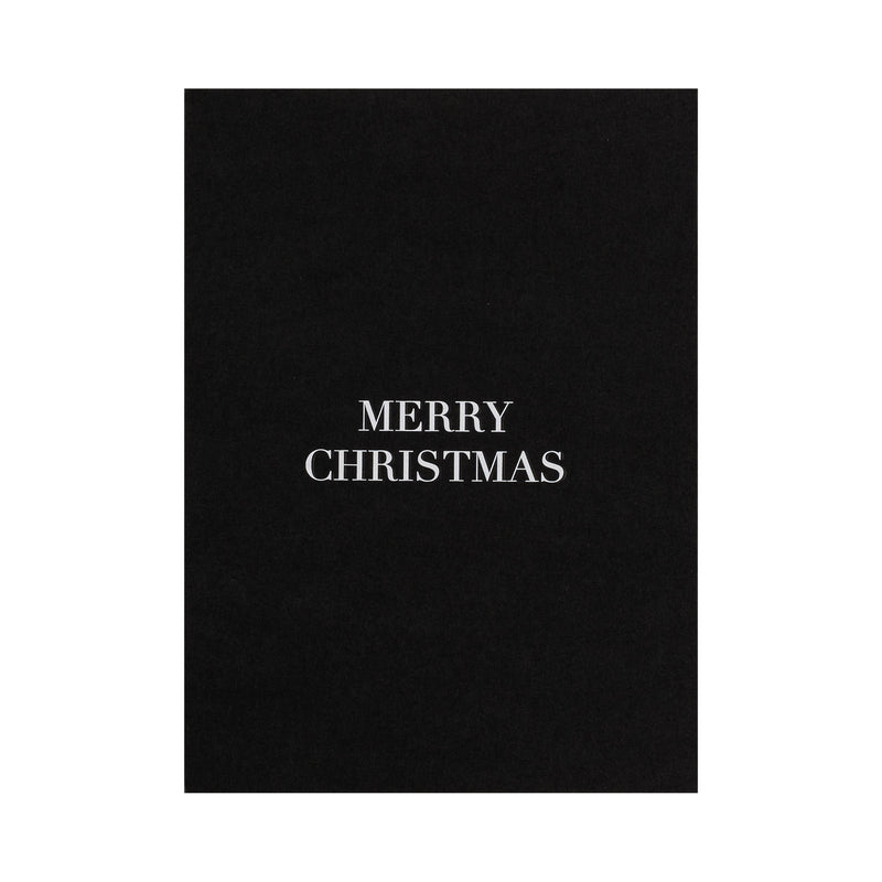 CARD "MERRY CHRISTMAS" BLACK W/WHITE BLOCK LETTERS