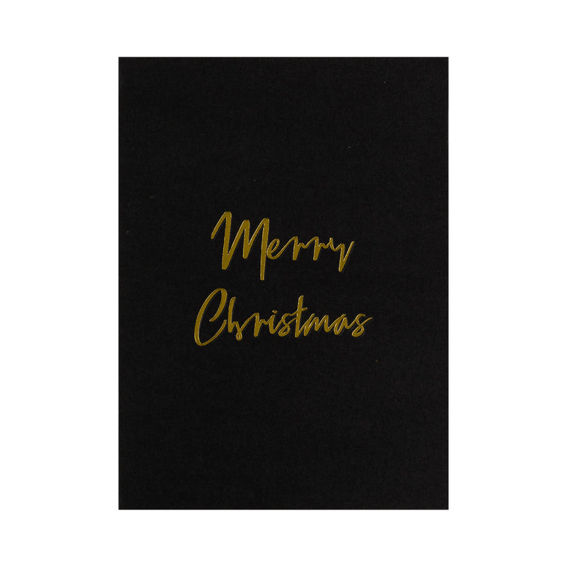 CARD "MERRY CHRISTMAS" BLACK W/GOLD