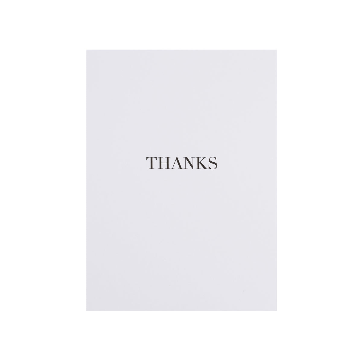 CARD "THANKS" WHITE W/BLACK BLOCK LETTERS