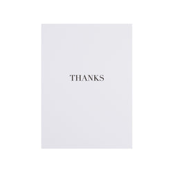 CARD "THANKS" WHITE W/BLACK BLOCK LETTERS