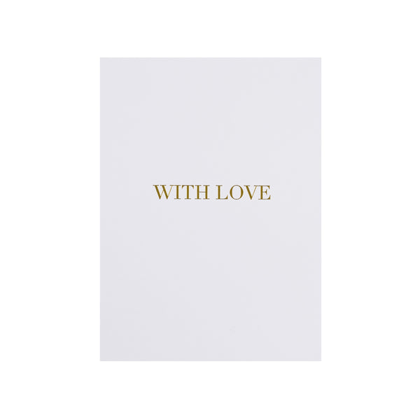 CARD "WITH LOVE" WHITE W/GOLD BLOCK LETTERS