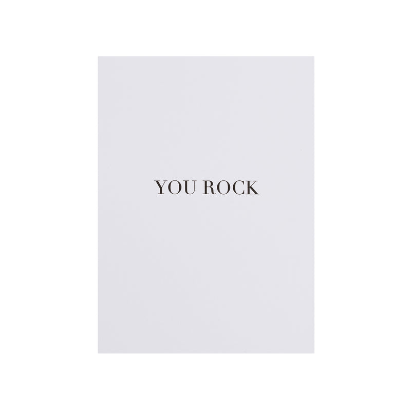 CARD "YOU ROCK" WHITE W/BLACK BLOCK LETTERS