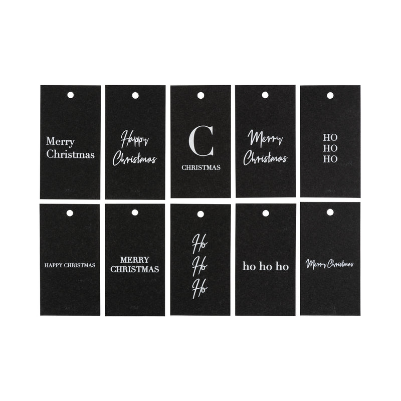 CHRISTMAS GIFT TAGS BLACK W/WHITE