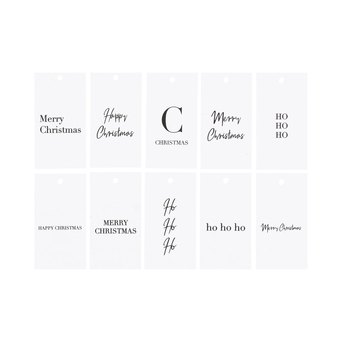 CHRISTMAS GIFT TAGS WHITE W/BLACK