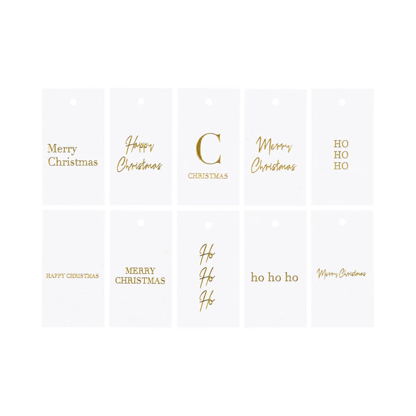 CHRISTMAS GIFT TAGS WHITE W/GOLD