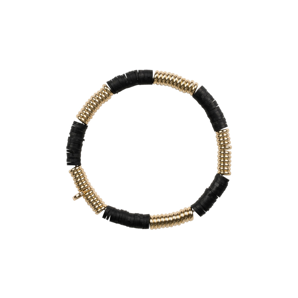 Clay Bead Bracelet Black and Gold