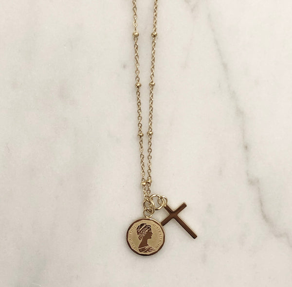 CROSS CHARM NECKLACE GOLD