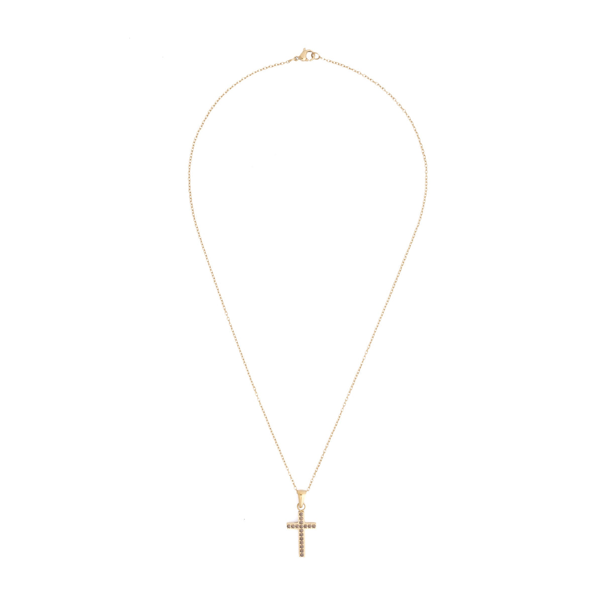 CROSS NECKLACE W/CRYSTALS GREY