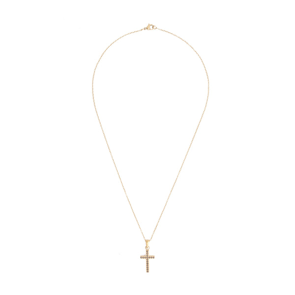 CROSS NECKLACE W/CRYSTALS GREY