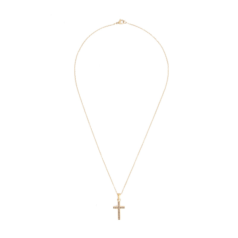 CROSS NECKLACE W/CRYSTALS GREY