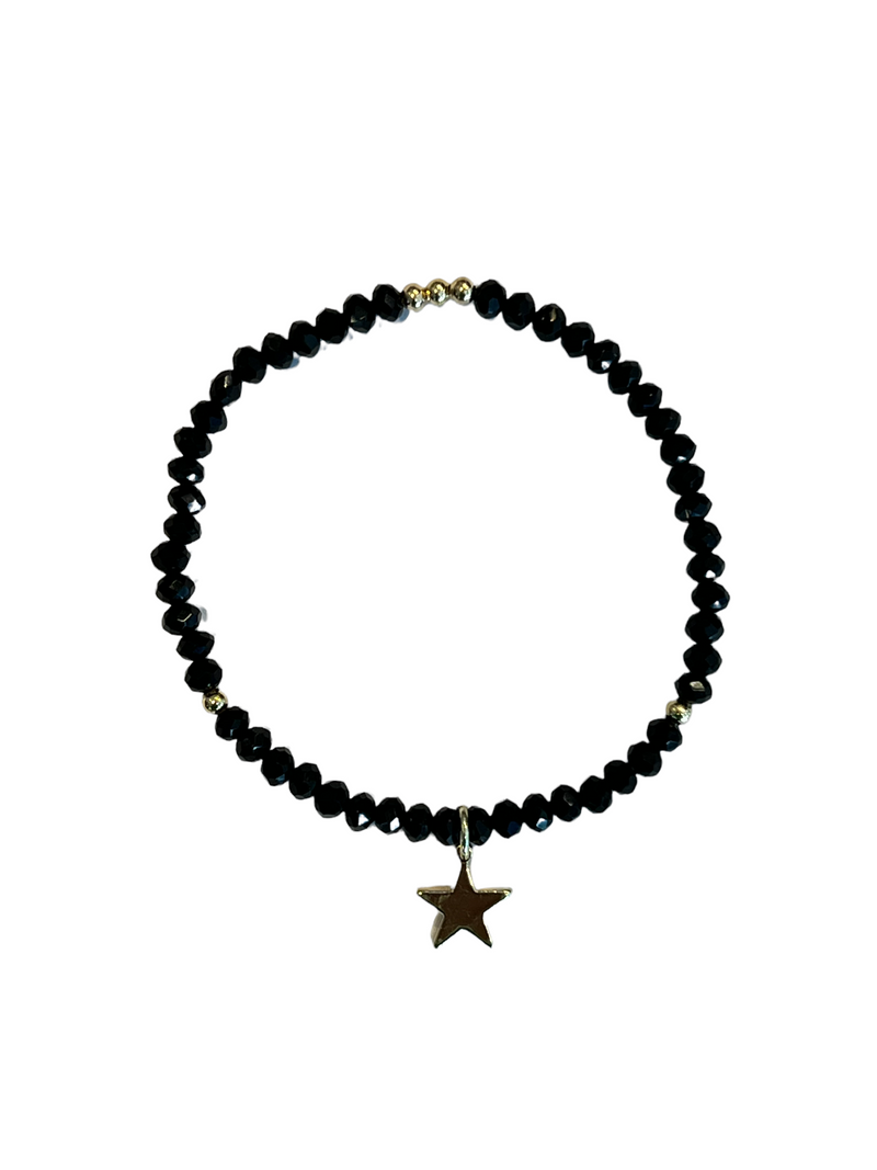 CRYSTAL BEAD BRACELET 4 MM SPARKLED BLACK