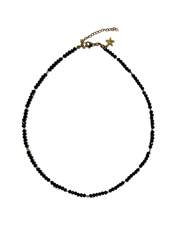 CRYSTAL BEAD NECKLACE 3 MM SPARKLED BLACK