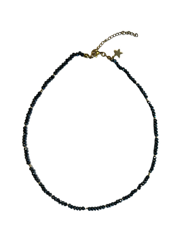 CRYSTAL BEAD NECKLACE 3 MM SPARKLED NAVY BLUE