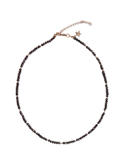 CRYSTAL BEAD NECKLACE 3 MM SPARKLED SOFT BROWN