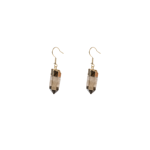 CRYSTAL EARRINGS SMOKY QUARTZ